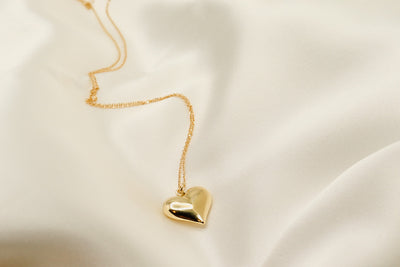 14K Gold Cute Puff Heart Charm Pendant