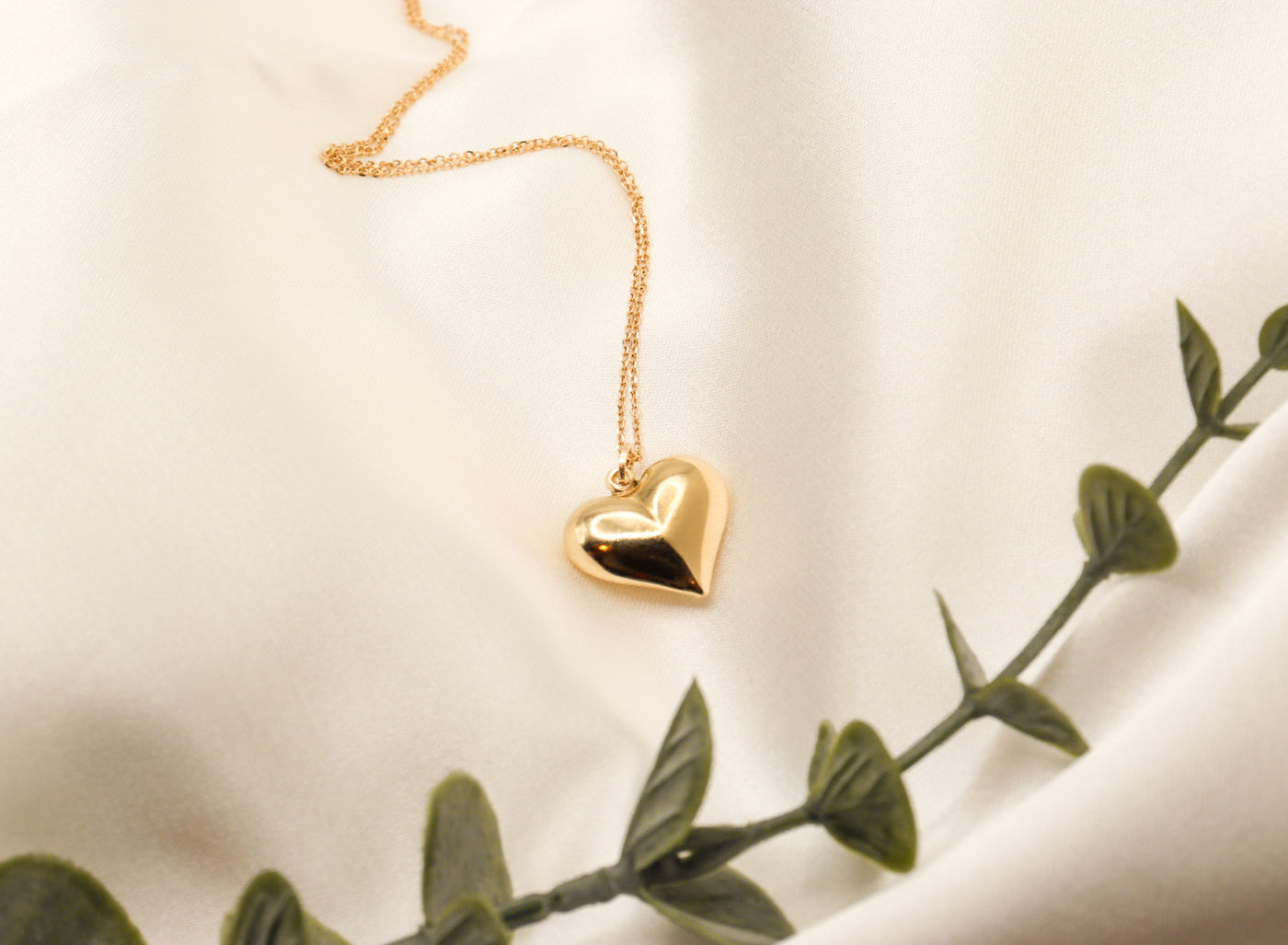 14K Gold Cute Puff Heart Charm Pendant
