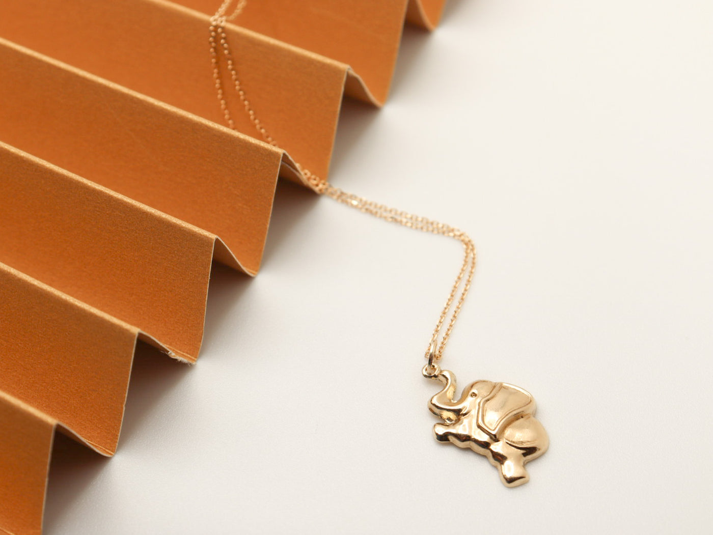 14K Gold Dangling Animated Elephant Charm Pendant