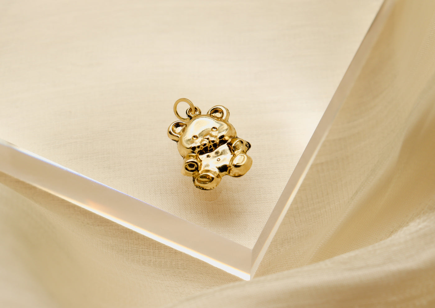 14K Gold Large Teddy Bear Charm Pendant