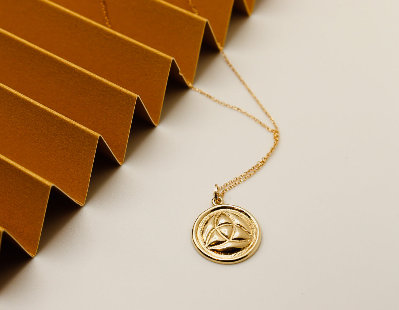 14K Gold Triquetra Trinity Knot Symbol Charm Pendant