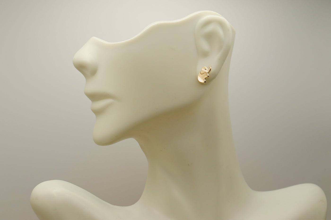 14K Gold Cute Elephant Small Stud Earrings