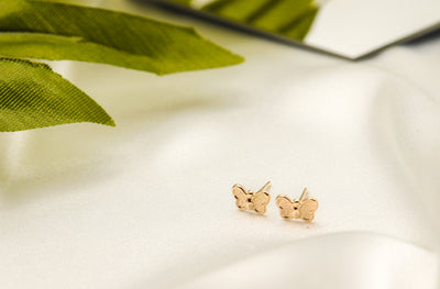14K Gold Butterfly Small Stud Earrings