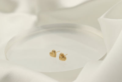 14K Gold Heart Small Stud Earrings