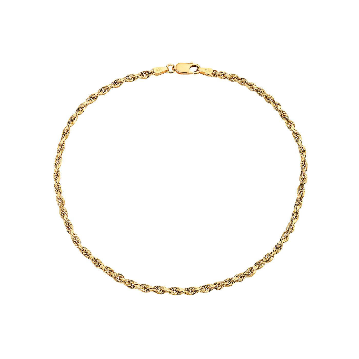 SOLID GOLD 3MM ROPE CHAIN ANKLET