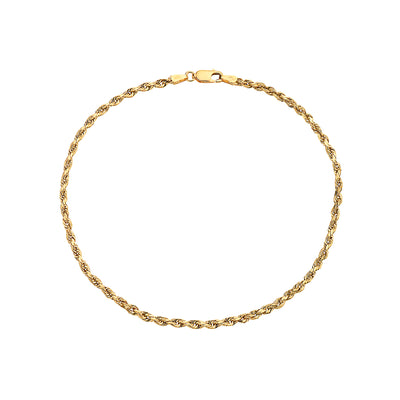 SOLID GOLD 3MM ROPE CHAIN ANKLET