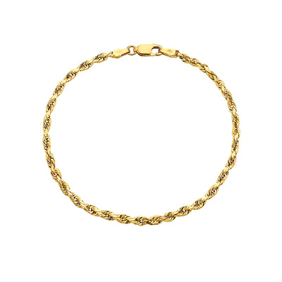SOLID GOLD 3MM ROPE CHAIN BRACELET