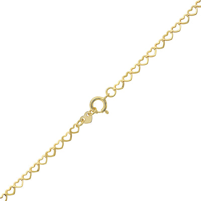 14K Gold 2.5MM Open Heart Link Chain Anklet