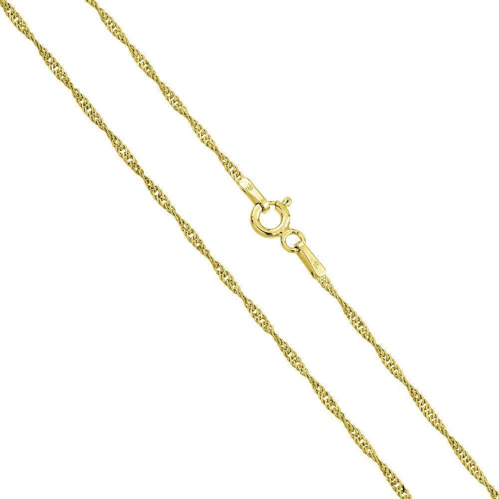 Pure 18K Yellow Gold Rope Chain Necklace – Solid 18CT Gold, Singapore Twist, 40/45cm, Au750 Engraved