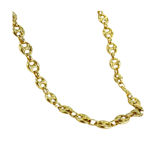10K Gold Thick Puff Mariner Chain Necklace