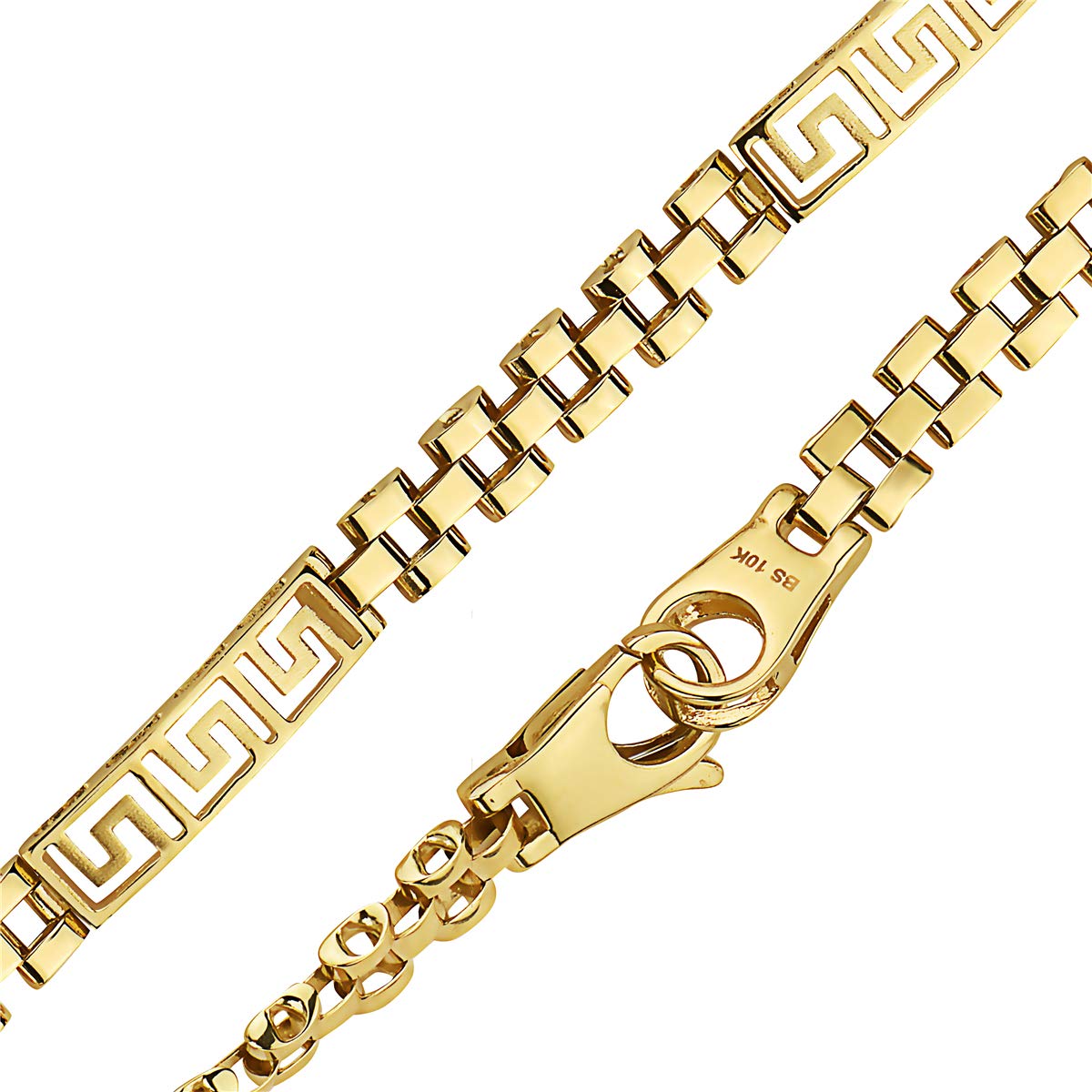 10K Gold Greek Key Design ID Mens Bracelet