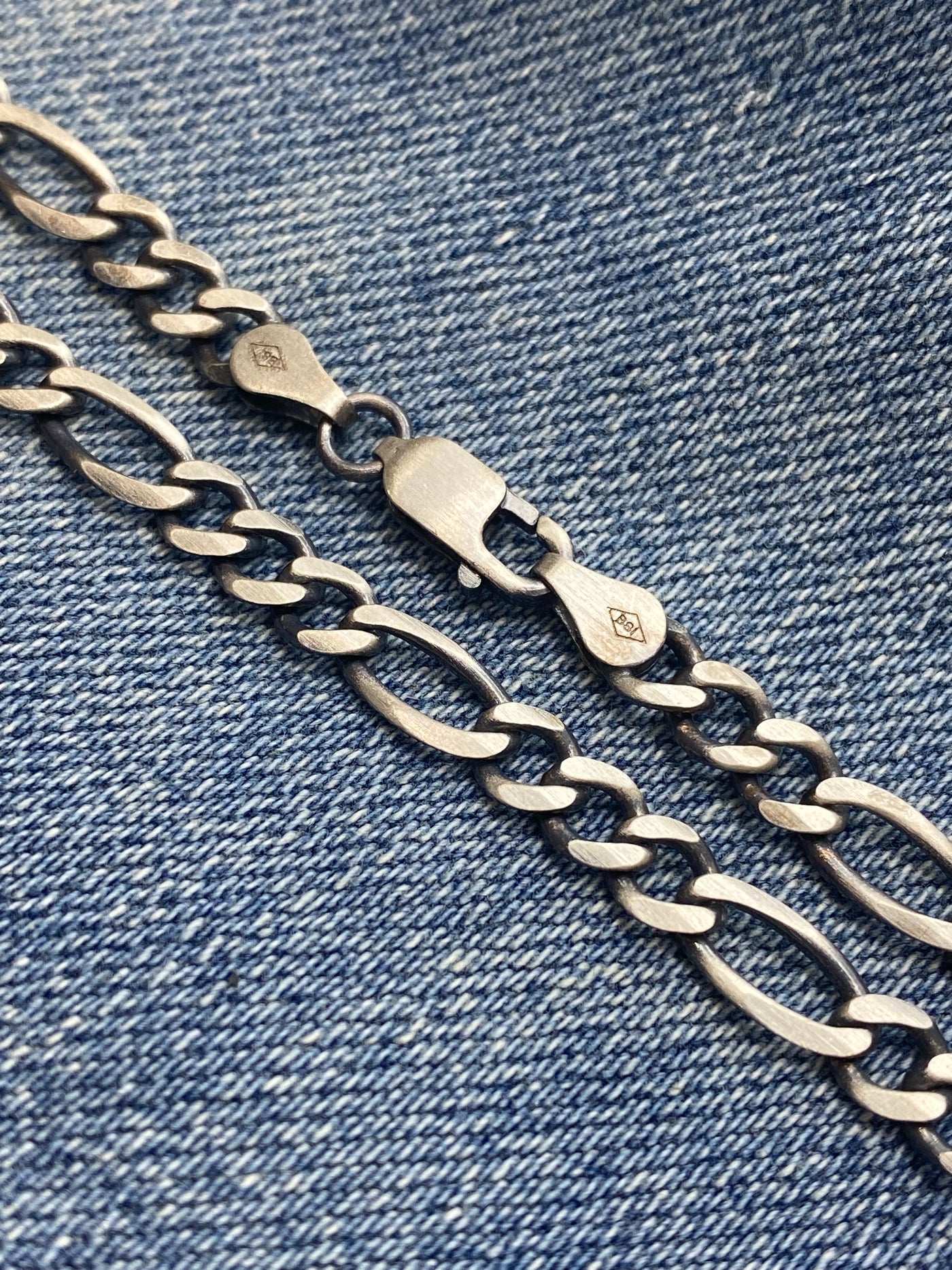 Sterling Silver Gunmetal Figaro Link Chain Necklace