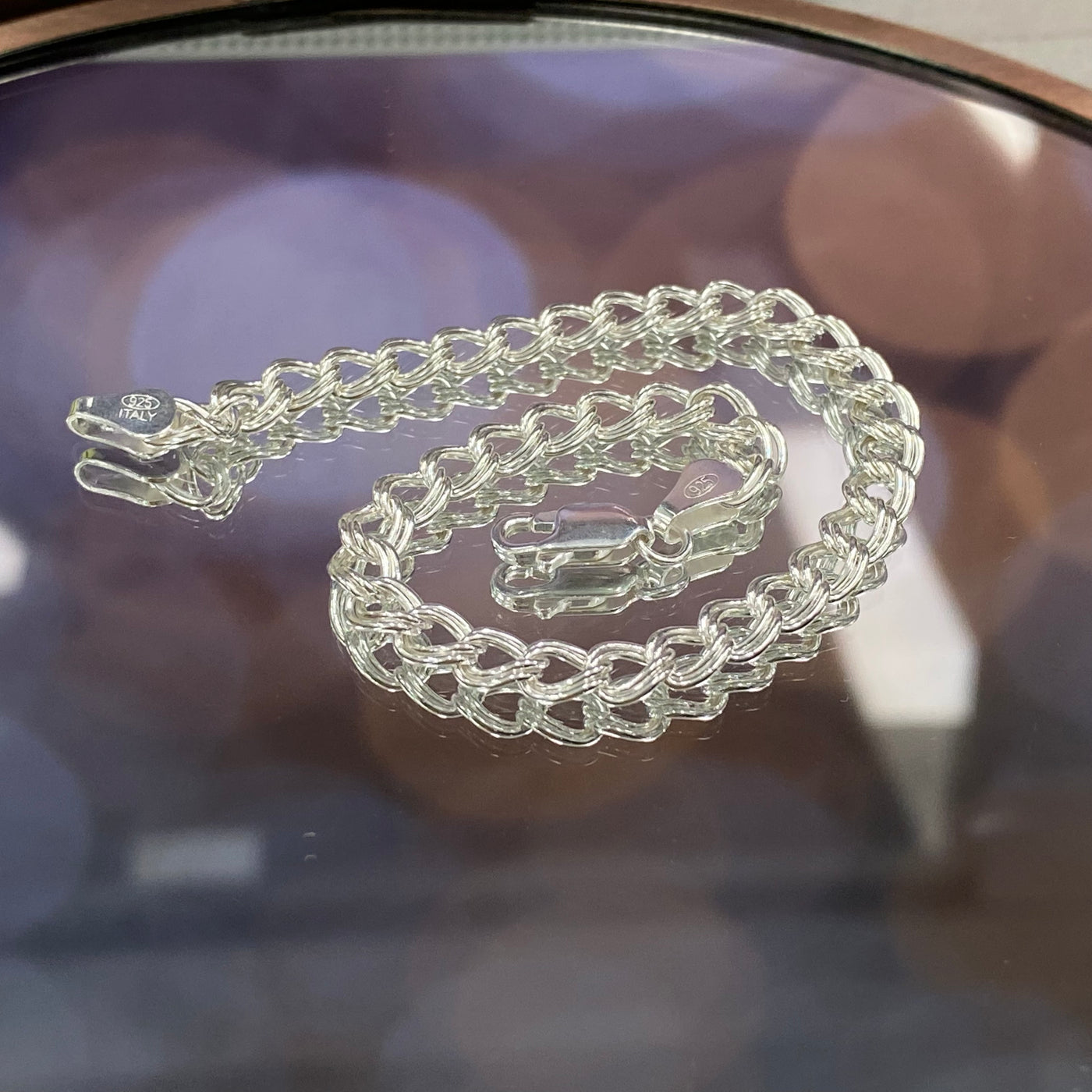 Silver Charm Link Chain Bracelet