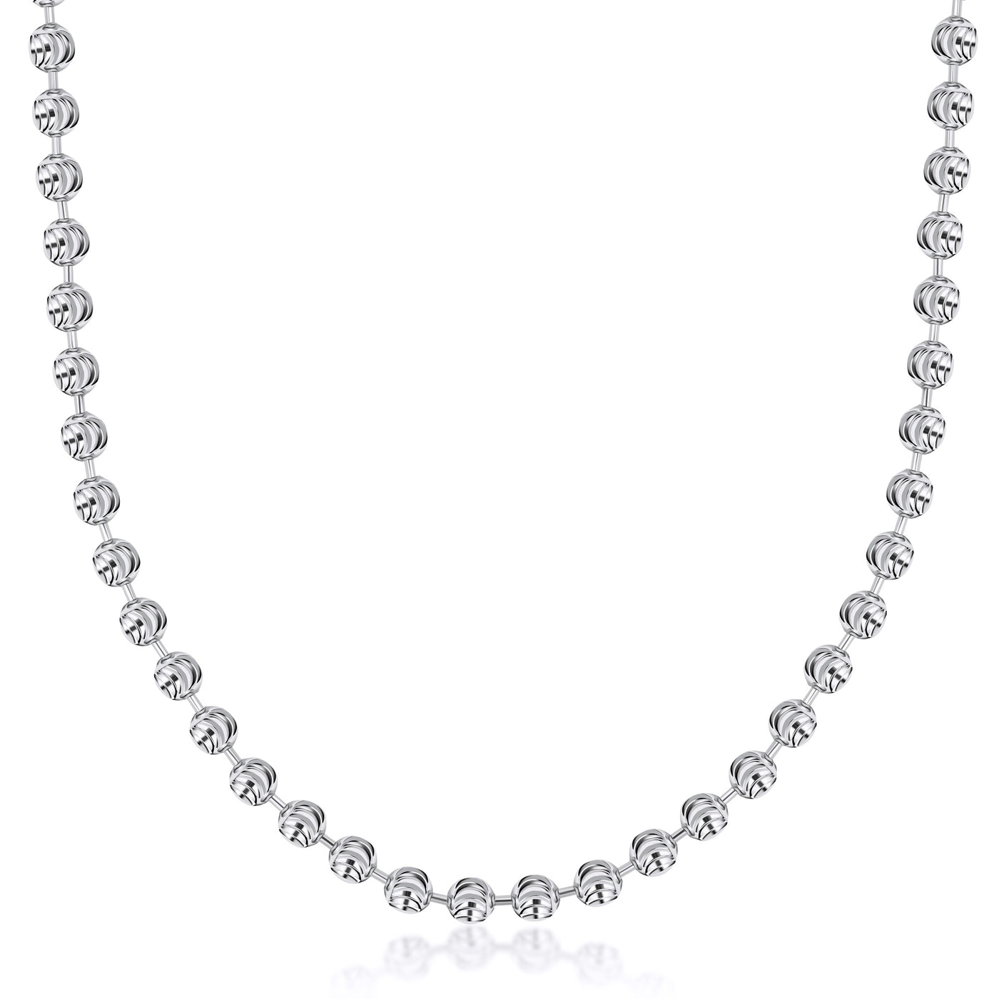 Silver 5MM Moon Cut Bead Chain Necklaces
