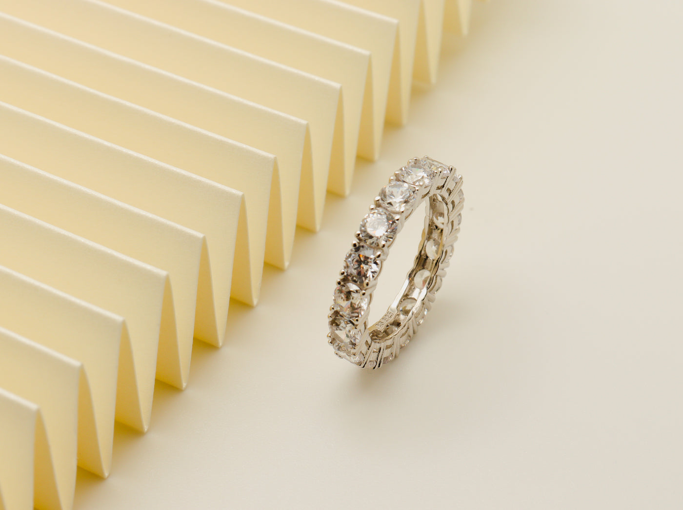 White Round Cut Silver Eternity Ring