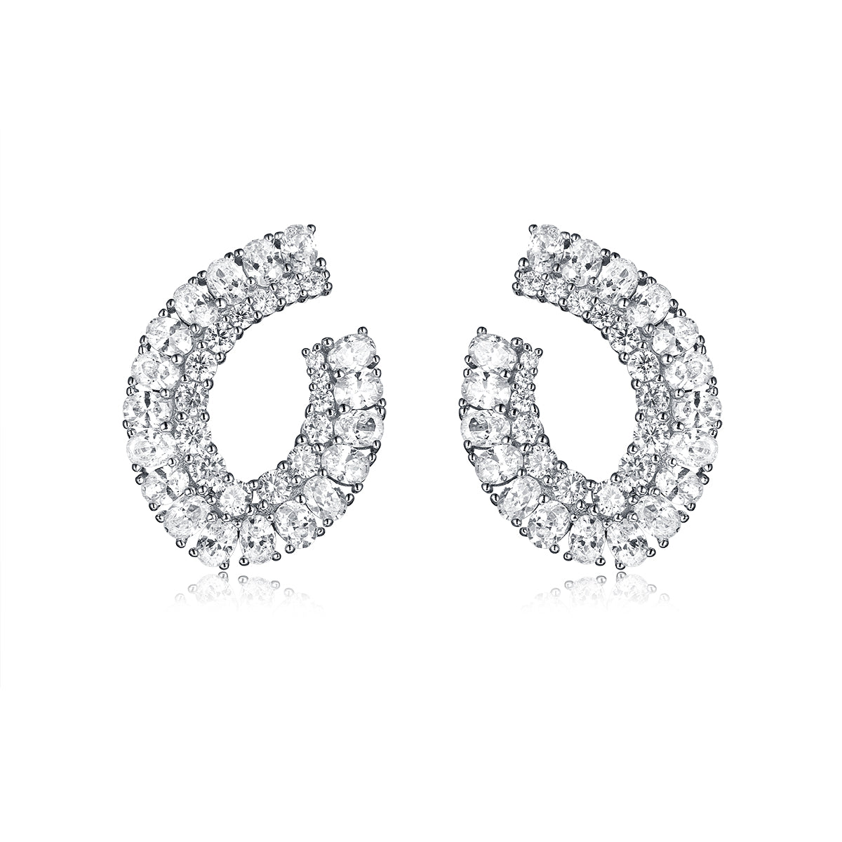 Silver Gemstone Oval Studs