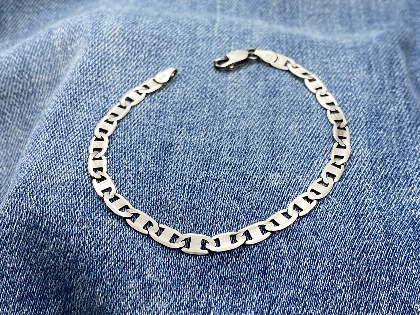 Sterling Silver Gunmetal Anchor Bracelets