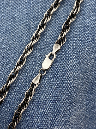 Sterling Silver Gunmetal Rope Bracelet