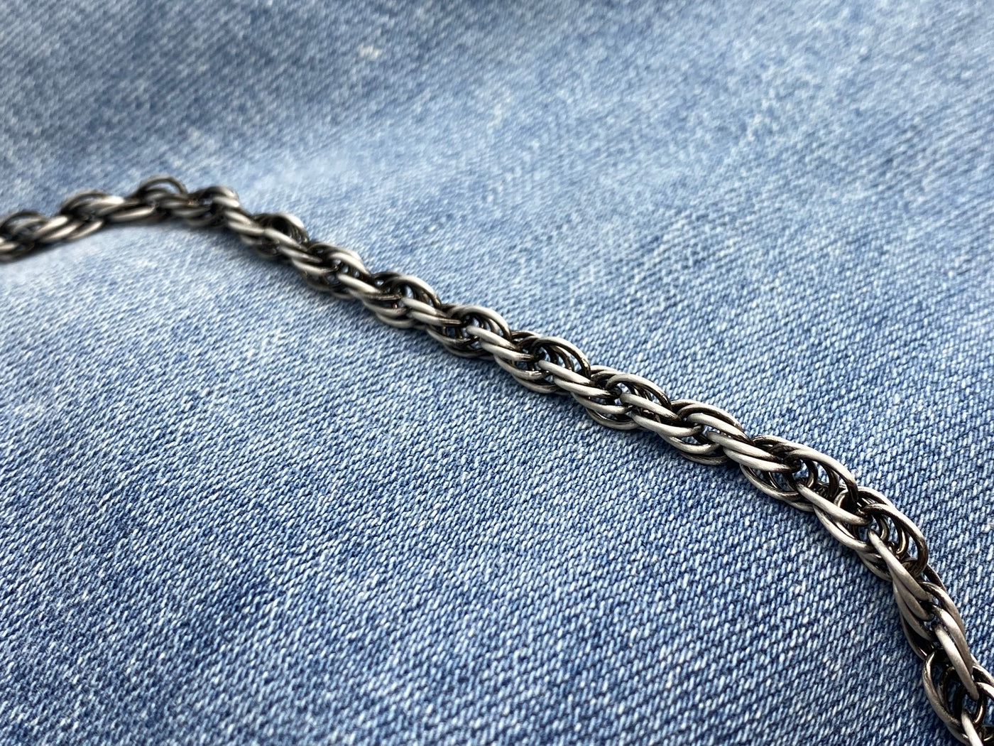 Sterling Silver Gunmetal Rope Bracelet