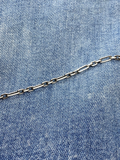 Sterling Silver Gunmetal Detailed Enlongated Link Bracelet