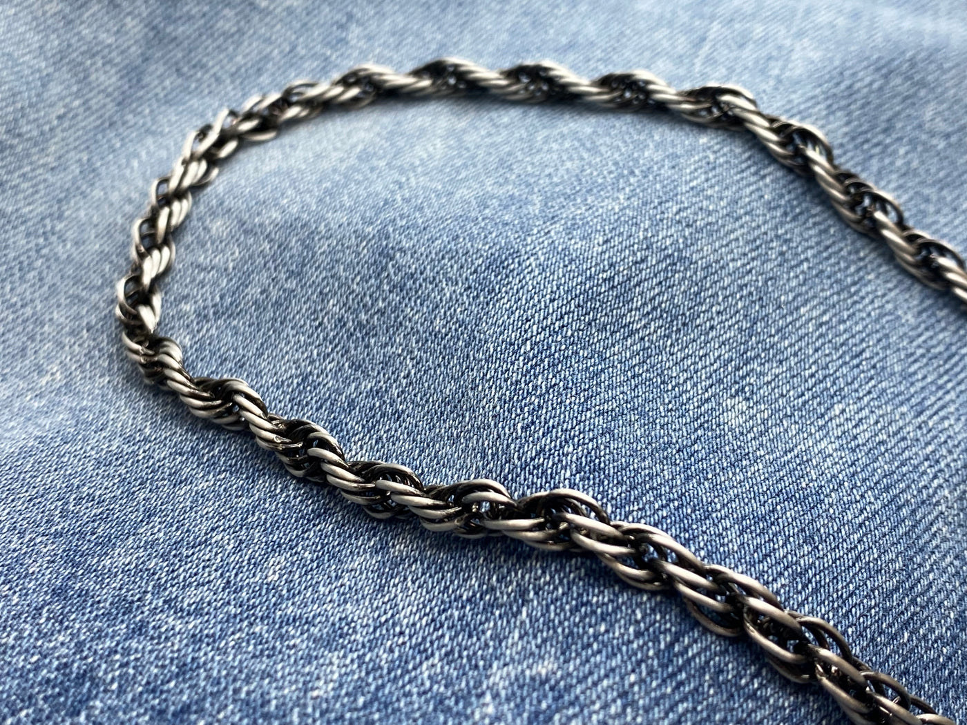 Sterling Silver Gunmetal Rope Chain