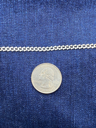 Sterling Silver Gunmetal Flat-Edge Curb Chain