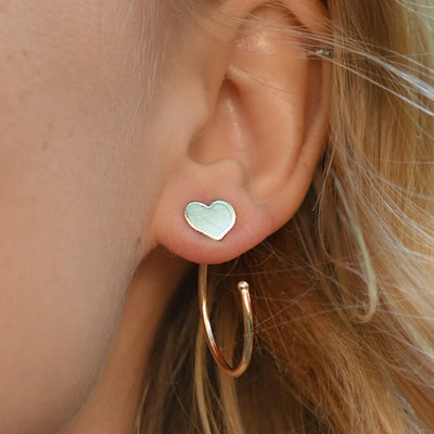 Heart Half Oval Stud Earrings