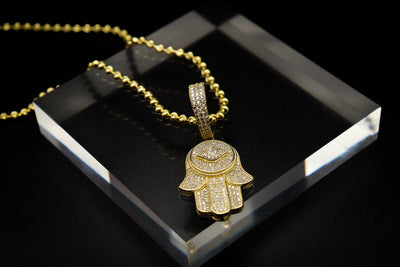 Sterling Silver Evil Eye Hamsa Hand Pendant
