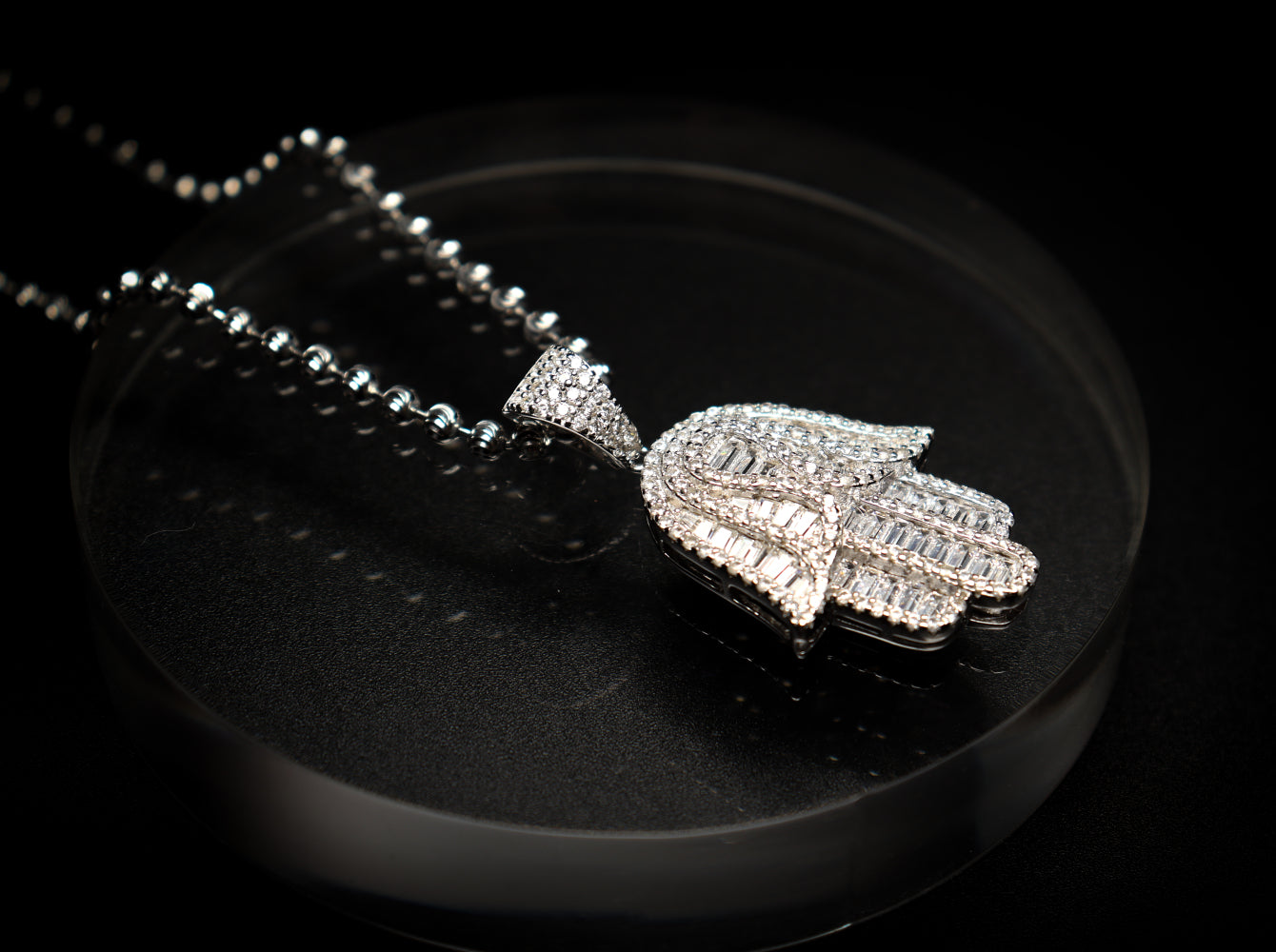 Sterling Silver Evil Eye Hamsa Hand Pendant