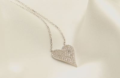 Silver Diamond Heart Necklace