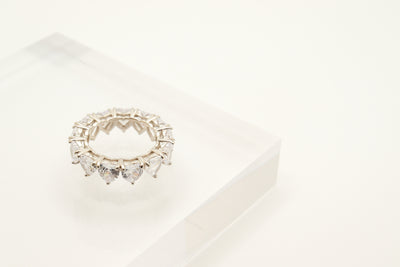 Silver Diamond Heart Ring