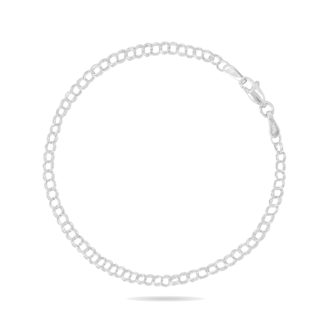 14K CHARM LINK CHAIN BRACELET IN WHITE, YELLOW, & ROSE GOLD