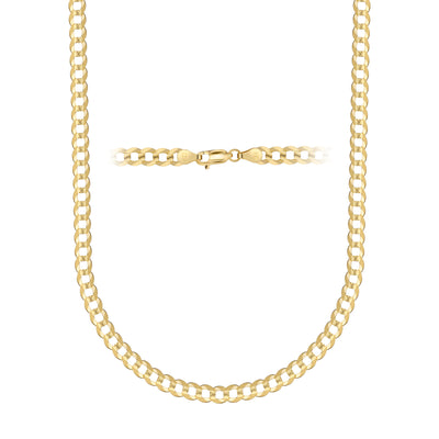 14K Solid Gold Heavyweight Cuban Curb Link Chain Necklace