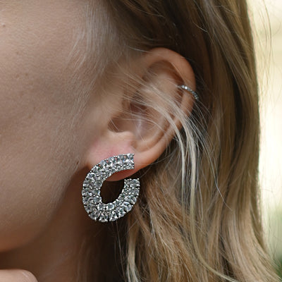 Silver Gemstone Oval Studs