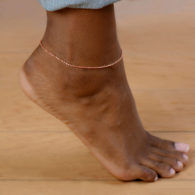 Solid Gold Diamond Cut Rope Chain Anklet