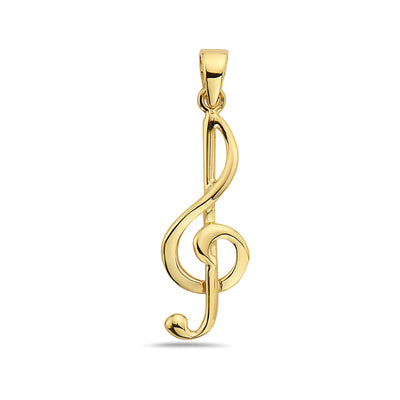 14K Gold Cute Musical Note Clef Polished Pendant