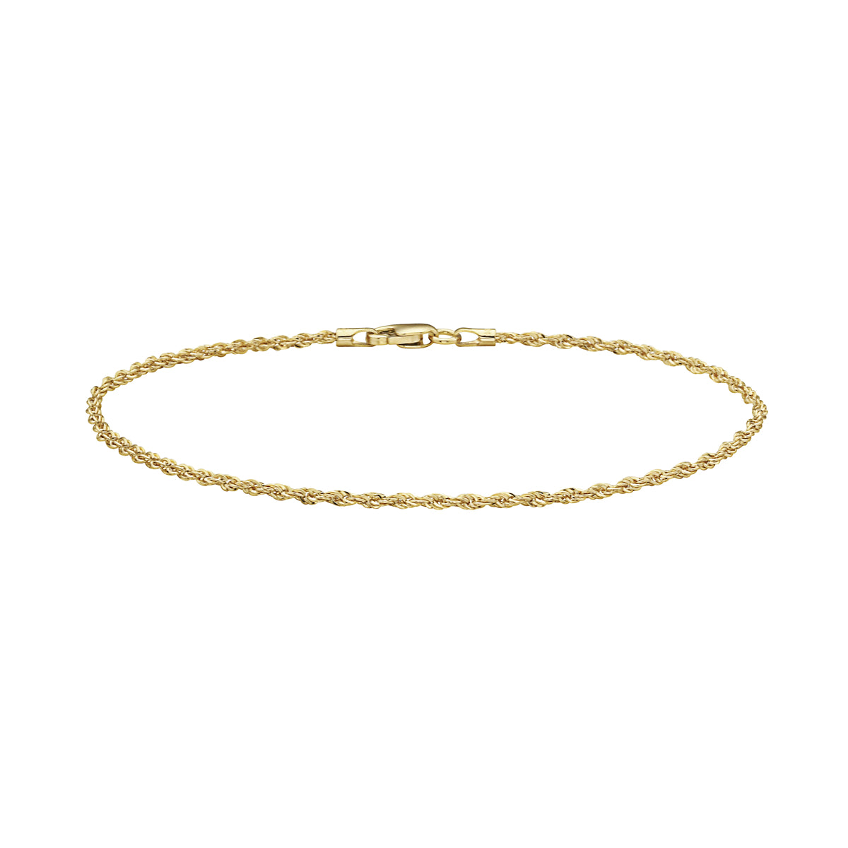 Solid Gold Diamond Cut Rope Chain Bracelet