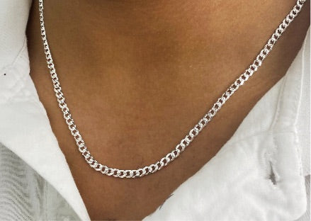 Sterling Silver 4MM Cuban Chain Necklace