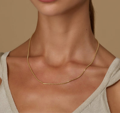 10K Gold Round Box Chain Necklace