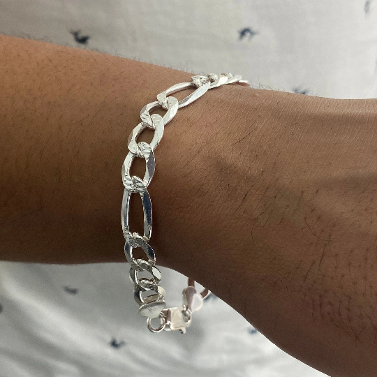 Sterling Silver Figaro Chain Bracelet