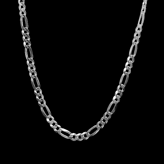 Stainless Steel Figaro Chain Necklace Silver Tone 4mm 20 in